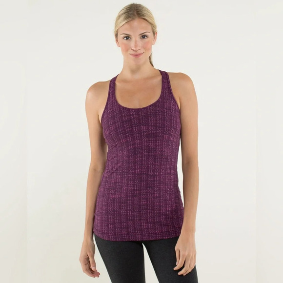 Women’s Lululemon Cool Racerback Tank Top Ziggy Wee August Glo Maroon Red EUC - Picture 1 of 7